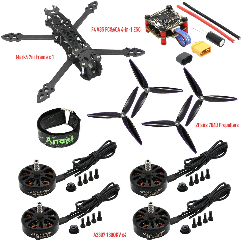 Mark4 Mark 4 7inch 295mm FPV Frame& F4 V3S PLUS Stack BLS 60A ESC &A2807 1300KV Brushless Motor& 7040 propeller RC Drone Kit Mark4 Mark 4 7inch 295mm FPV Frame& F4 V3S PLUS Stack BLS 60A ESC &A2807 1300KV Brushless Motor& 7040 propeller RC Drone Kit